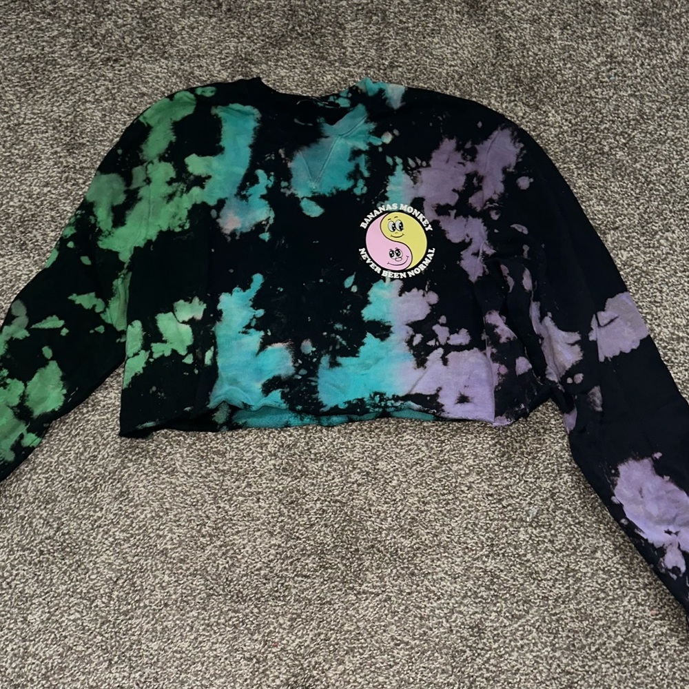 Bananas monkey cropped tyedye crewneck